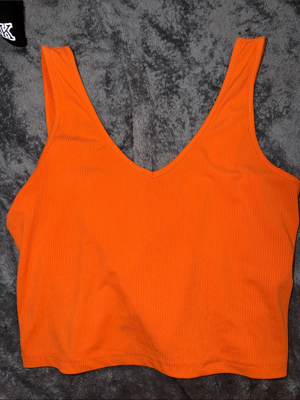 SHEIN Bright Orange Ribbed V-Neck Crop Top